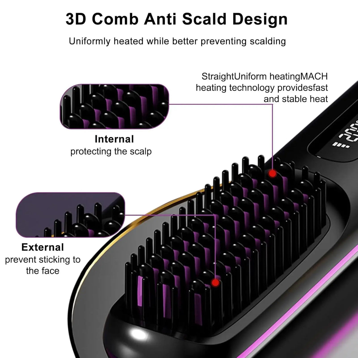 Cordless comb with USB cable